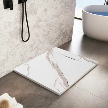 rea Dušo irklavimo baseinas Bazalt CARRARA Baltas 90x90