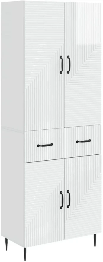Spintelė 2 pcs Itin blizgi balta 66 x 34,5 x 89,5 cm