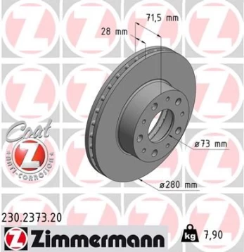 Stabdžių diskas ZIMMERMANN 230.2373.20
