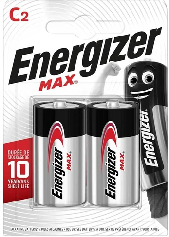 Baterija - Energizer MAX C LR14 2 vnt. Juoda, Sidabrinė