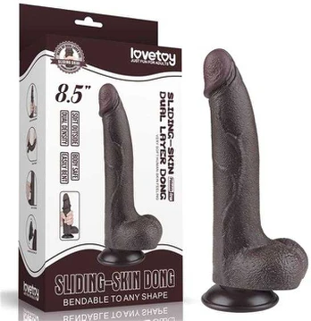 LOVETOY 8.5'' Sliding Skin Dual Layer Dong Juodas