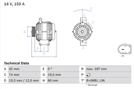 BOSCH 0 986 082 330 Alternator kaina