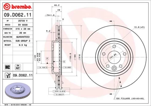 BREMBO 09.D062.11 Brake Disc