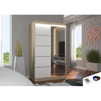 Sliding wardrobe with mirror and lighting LED NICEA 120