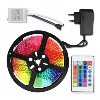 RGB LED juosta su pultu ir blokeliu 5M