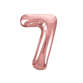 Folinis balionas su heliu, skaičius 7 - 85cm, rose gold