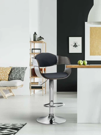 Baro taburetė 'Kingston Leatherette' juoda/pilka