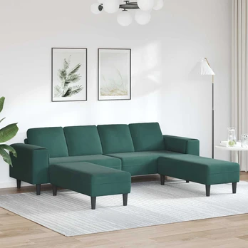 Sofos komplektas 3 pcs Tamsiai žalia Aksomas
