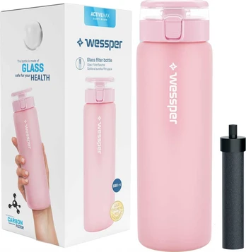 Gertuvė Wessper stiklinis buteliukas ActiveMax 680ml rožinis