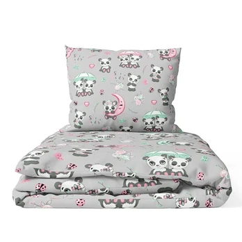 Cover set - 2 pcs - 120x90, 40x60 - PANDA with UMBRELLA