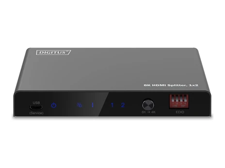 DIGITUS 1x2 HDMI Splitter 8K/60Hz (4:4:4) Toslink Stereo EDID Control