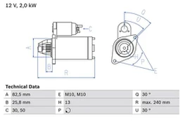 BOSCH 0 986 023 000 Starteris