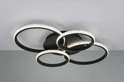Cires LED ceiling lamp matt black/crystal effect 4000K gaismeklis