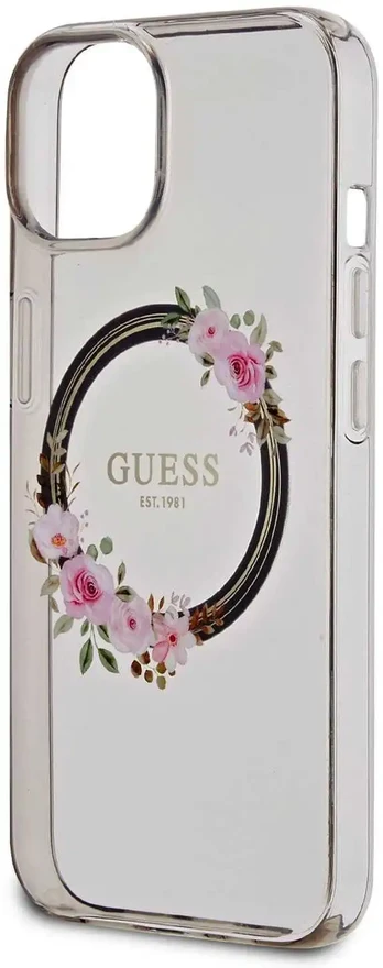 "PC/TPU Flowers Ring Glossy Logo MagSafe Case iPhone 14" Black