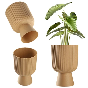 Rudų plastikinių gėlių vazonas 14 cm