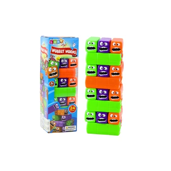 Lean Toys Skill Game Tower 24 Blocks With Smiley Faces Colorful