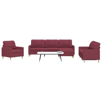 Sofa Sofos komplektas su pakoja, 4 dalių, vyno, audinys