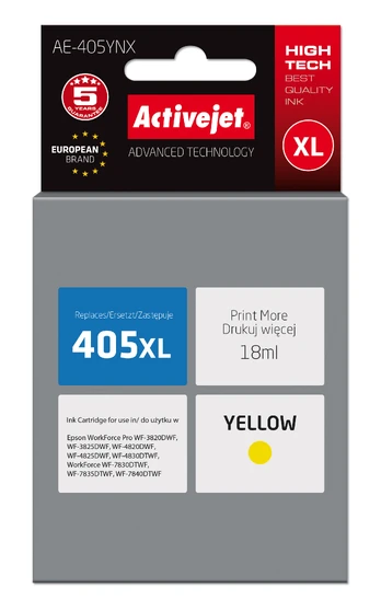 Spausdintuvo kasetė ActiveJet AE-405YNX, geltona, 18 ml