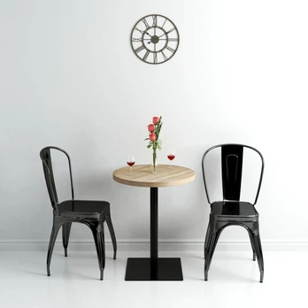 Bistro staliukas, mdf ir plienas, apvalus, 60x75cm, ąžuol. sp.