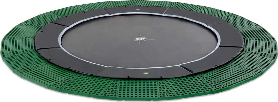 EXIT Dynamic ground level trampoline ø366cm with Freezone safety tiles - juodas