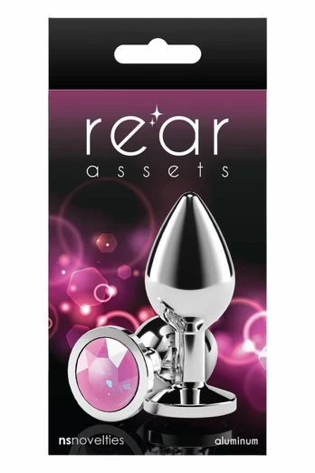 REAR ASSETS Silver Medium Intimate Plug Pink Gem Aluminum 8.4cm