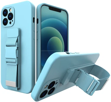 Hurtel Silikoninis dėklas su virvele iPhone 12 Pro Max – mėlynas