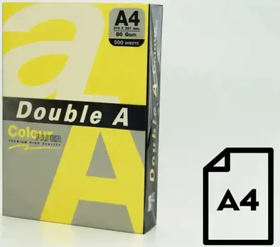 Double A Spalvotas popierius Dvigubas A, 80g, A4, 500 lapų, Citrininis
