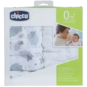 CHICCO muslino vystyklai, 2 vnt., Cloud/Confetti