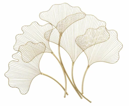 Sienų dekoro plokštė Glam Leaf, Auksinė, 79 × 68 × 5 cm