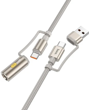 HOCO kabelis All-in-one USB A / Type C į Type C / Cigarette lighter 3A 60W U138 1,2 m pilkas