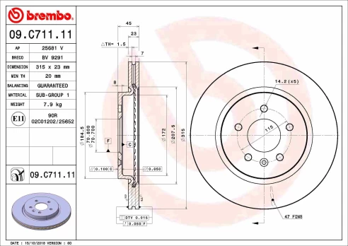 BREMBO 09.C711.11 Brake Disc