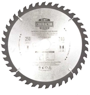 Pjovimo diskas medienai CMT Contractor; 250x2,6x30; Z40; 10°