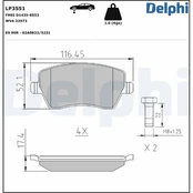 DELPHI LP3551 Brake pad set kaina