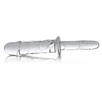 XR Brands Brutus Glass Rod Thruster - Textured Intimate Device Clear