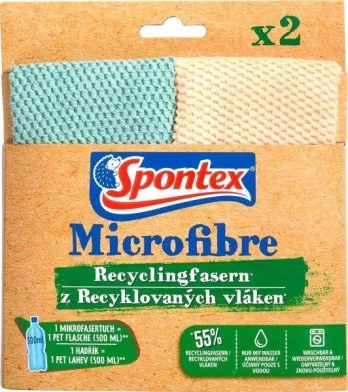 Mikropluošto šluostės iš 55 % perdirbto puošto SPONTEX, 2 vnt.