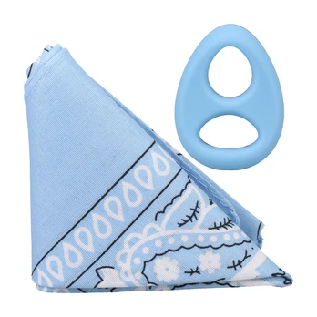 Doc Johnson The Code Silicone Support Ring & Bandana Set Light Mėlyna by Rock Solid