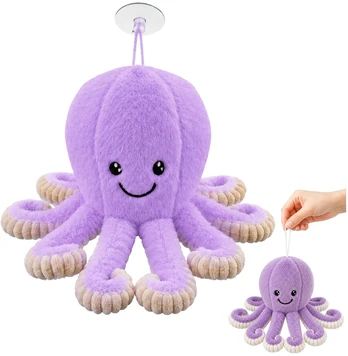 Pliušinis aštuonkojis su siurbtuku, violetinis, 16 cm