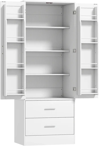 Aosom Virtuvės spintelė 60x40x159 cm Balta MDF