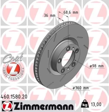 Stabdžių diskas ZIMMERMANN 460.1580.20