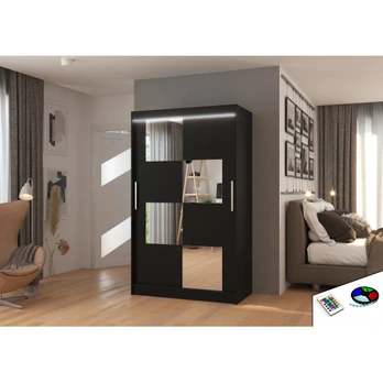 Sliding wardrobe with mirror and lighting LED LUGANO 120