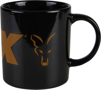 Puodelis Fox Black and Orange Logo Ceramic Mug