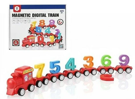 55856 MAGNETINIS TRAUKINYS SU SKAIČIAIS, 21 ELEMENTAS