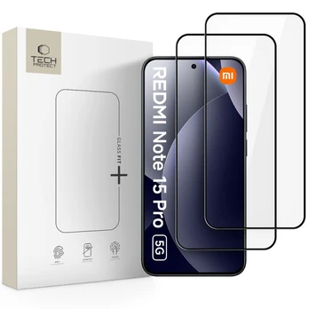 Apsauginis grūdintas stiklas Xiaomi Redmi Note 15 Pro 5G telefonui "Tech-Protect Glass Fit+ 2-Pack"