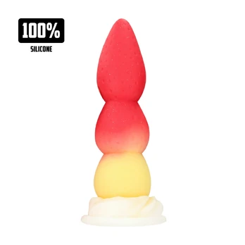 Fiction Cock Whipped Berry Silicone Anal Plug Red/Yellow Medium