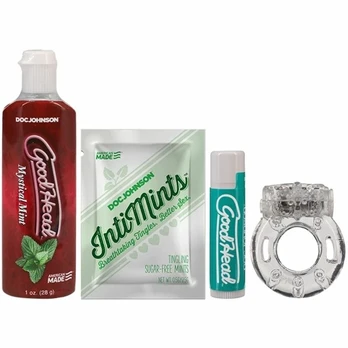 Doc Johnson GoodHead Suck It Kit Mint - Care Set with Vibrating Ring
