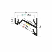 LED juostos profilis CORNER14 EF/TY, juodas, 2m