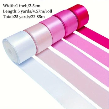 Satino juostelės rinkinys, 5 Rolls Pink Combination