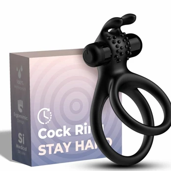 ARMONY Traveler Double Vibrator Ring for Couples Rabbit Black 80mm