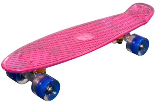 MCU-Sport Rožinė Transparent LED Skateboard m/LED Lys + ABEC7