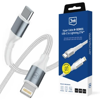 3Mk Protection Accessories - 3mk Hyper Cable N-SERIES C to Lightning 2m PD 3.0 9V/3A 27W Baltas